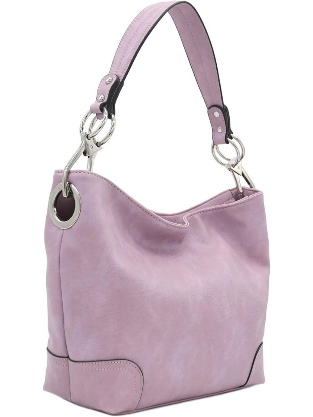 Stylish Hobo Shoulder Bag with Oversized Snap Hook Hardware - Chic & Versatile